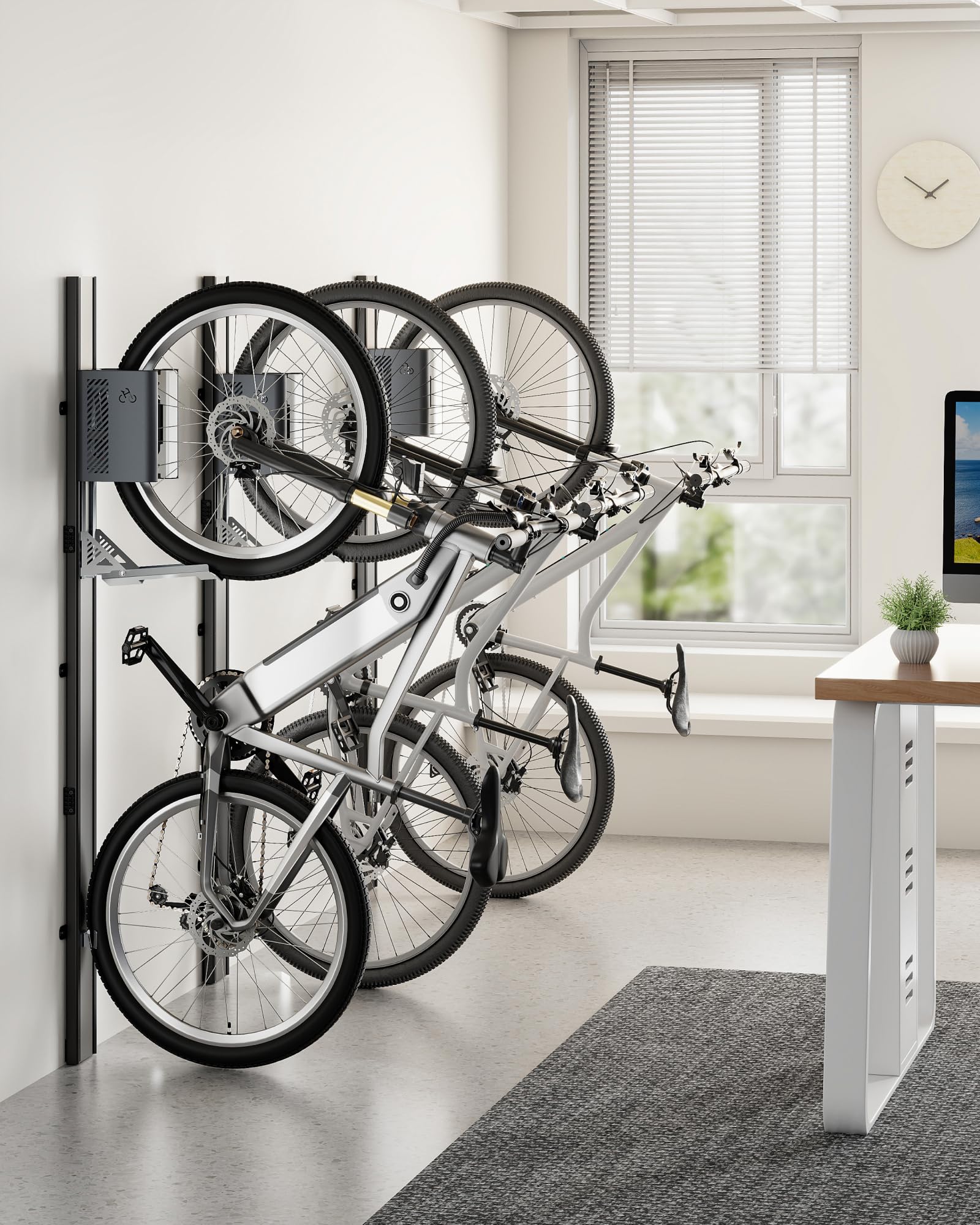 monTEK Porte Velo Automatique,Pneus 24-29",Charge Max 32Kg | Support Cintre de Vélo, Porte Mural Pour Vélo Electrique, Porte-Vélo Vertical, Levage Automatique,Élévateur de Vélo