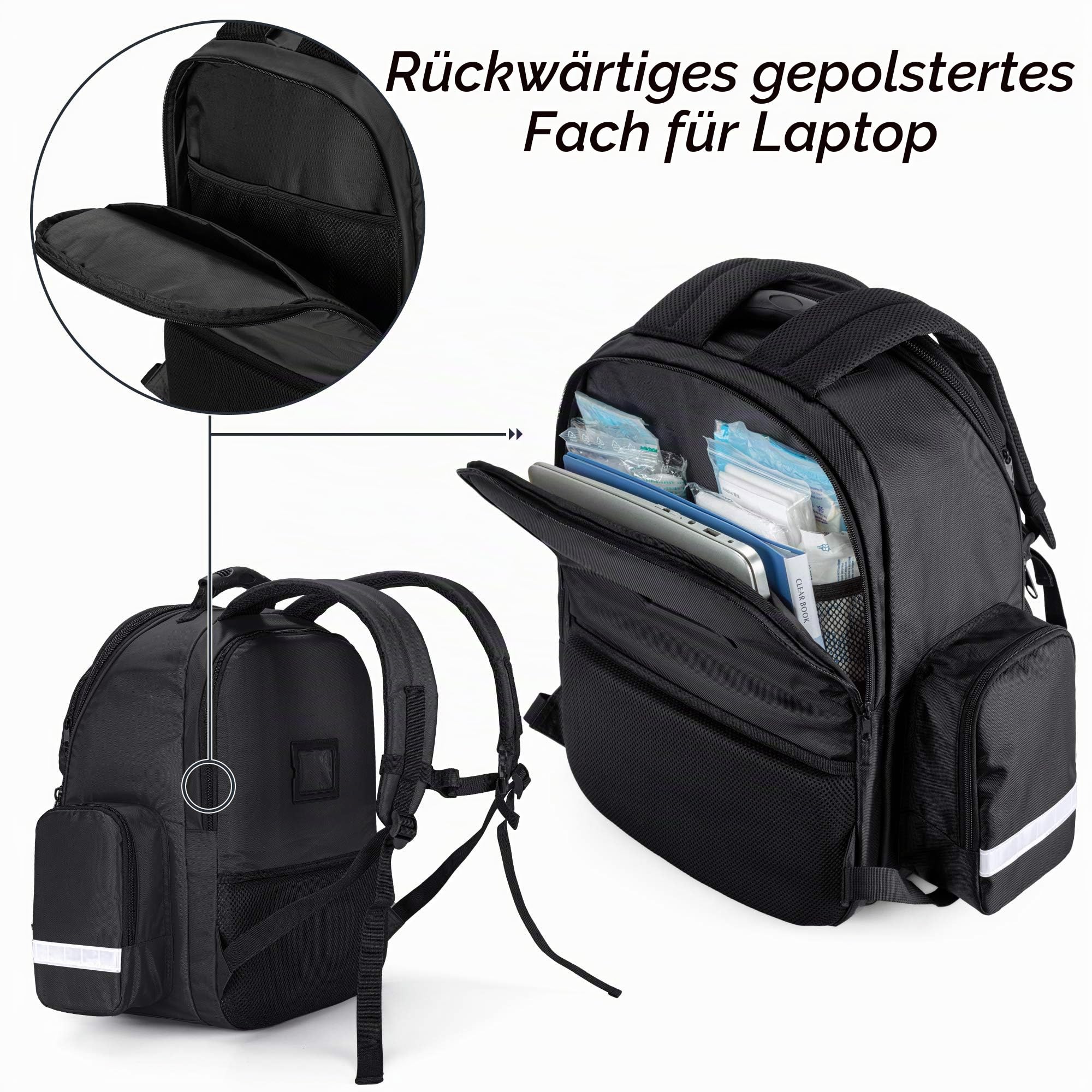 Trunab Notfallrucksack Leer für Medizinische Zubehör | Arzttasche Notfalltasche für Rettungskräfte, Sicherheitsbeauftragte