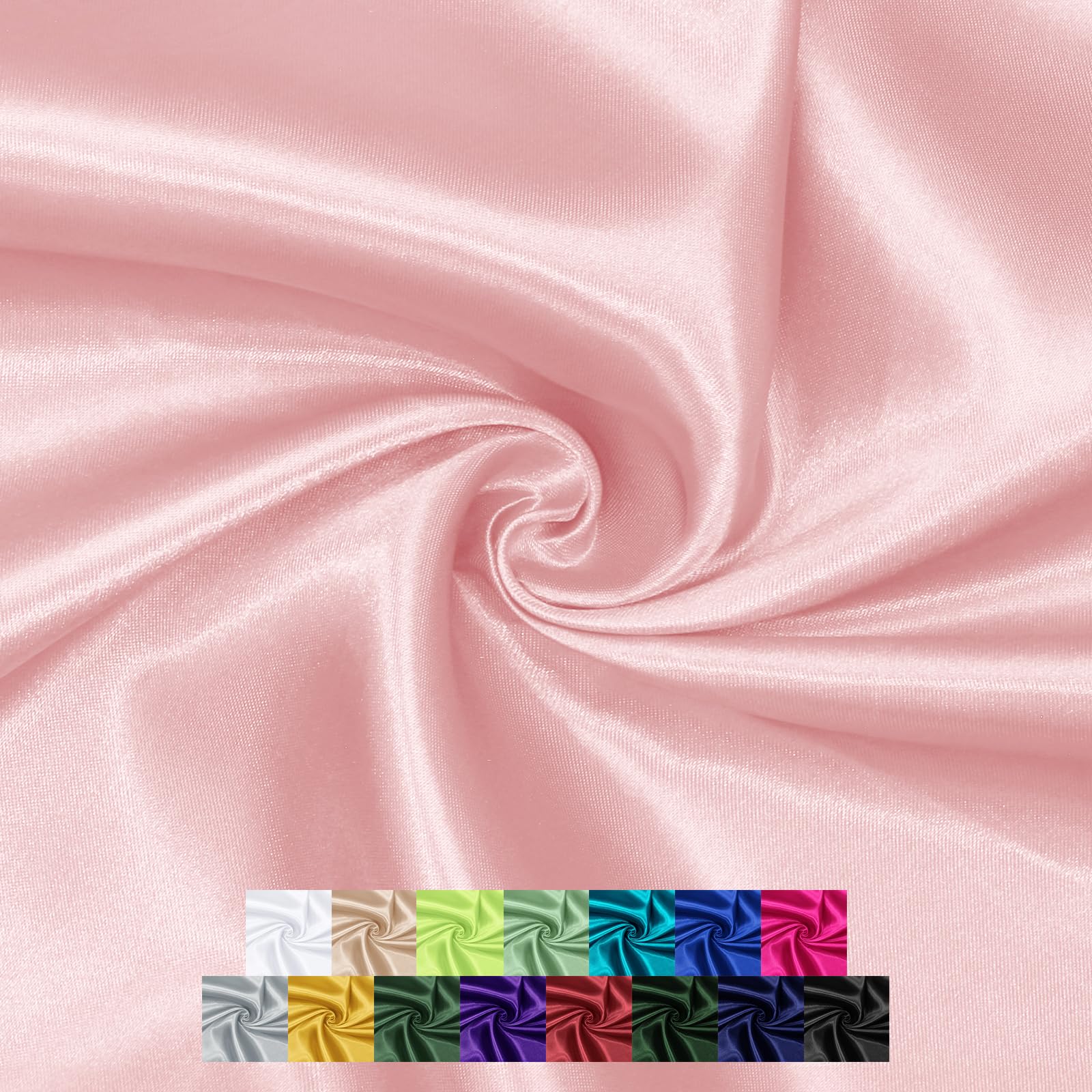 P Pothuiny 5 Yards x 60 Inch Wide Blush Pink Satin Fabric by The Yard, Silky Charmeuse Satin Fabric for Bridal Wedding Dress Decor DIY Apparel Crafts
