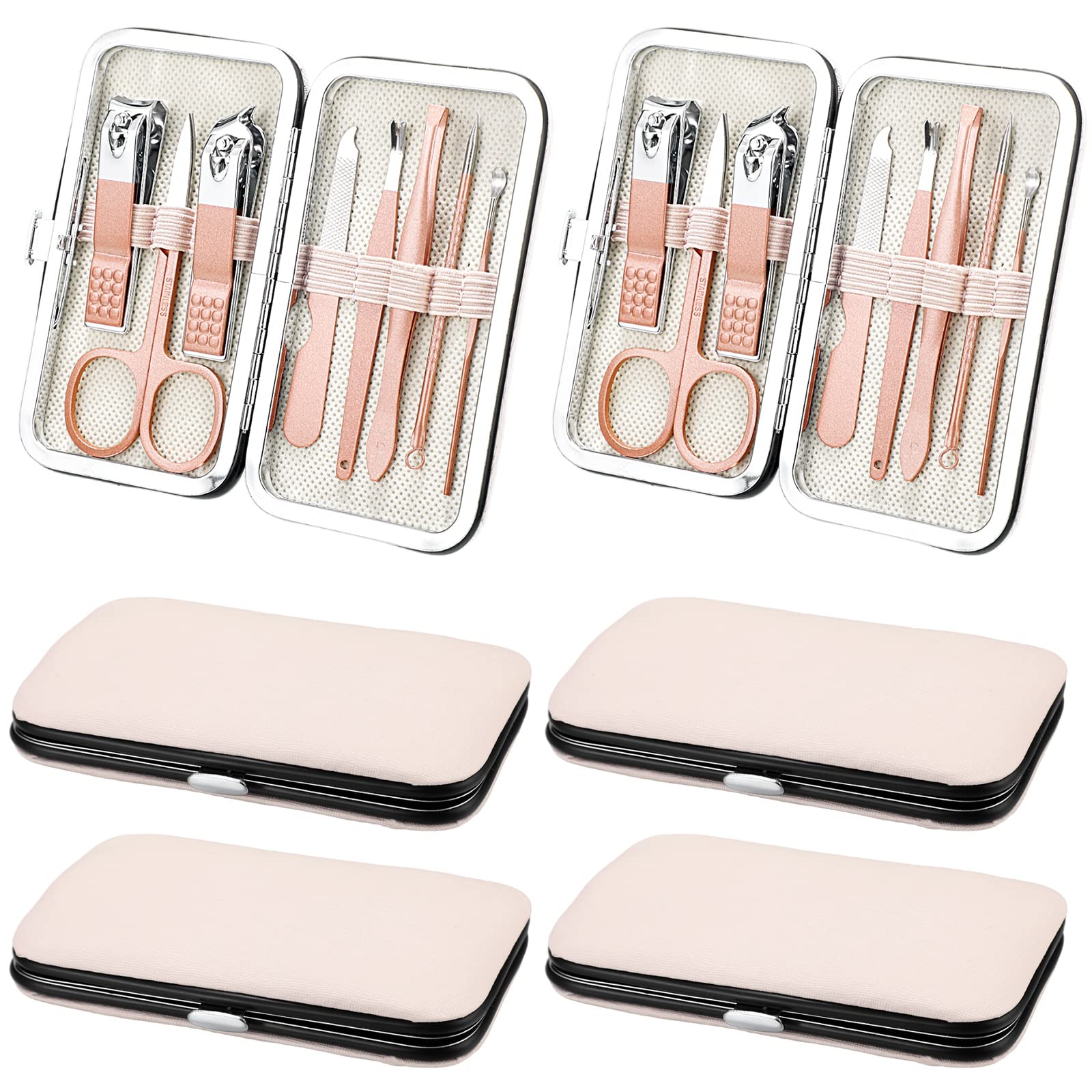 Hanaive 6 Set Manicure Set 48 Pcs Nail Clippers Pedicure Kit Gift for Mother's Day 8 in 1 Stainless Steel Grooming Kit Professional Nail Care Tools