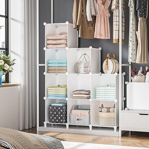 Miniatura 2 de Neprock Organizador de armario, organizador de almacenamiento de 9 cubos, estante para libros, almacenamiento de hilo de ropa para organización de