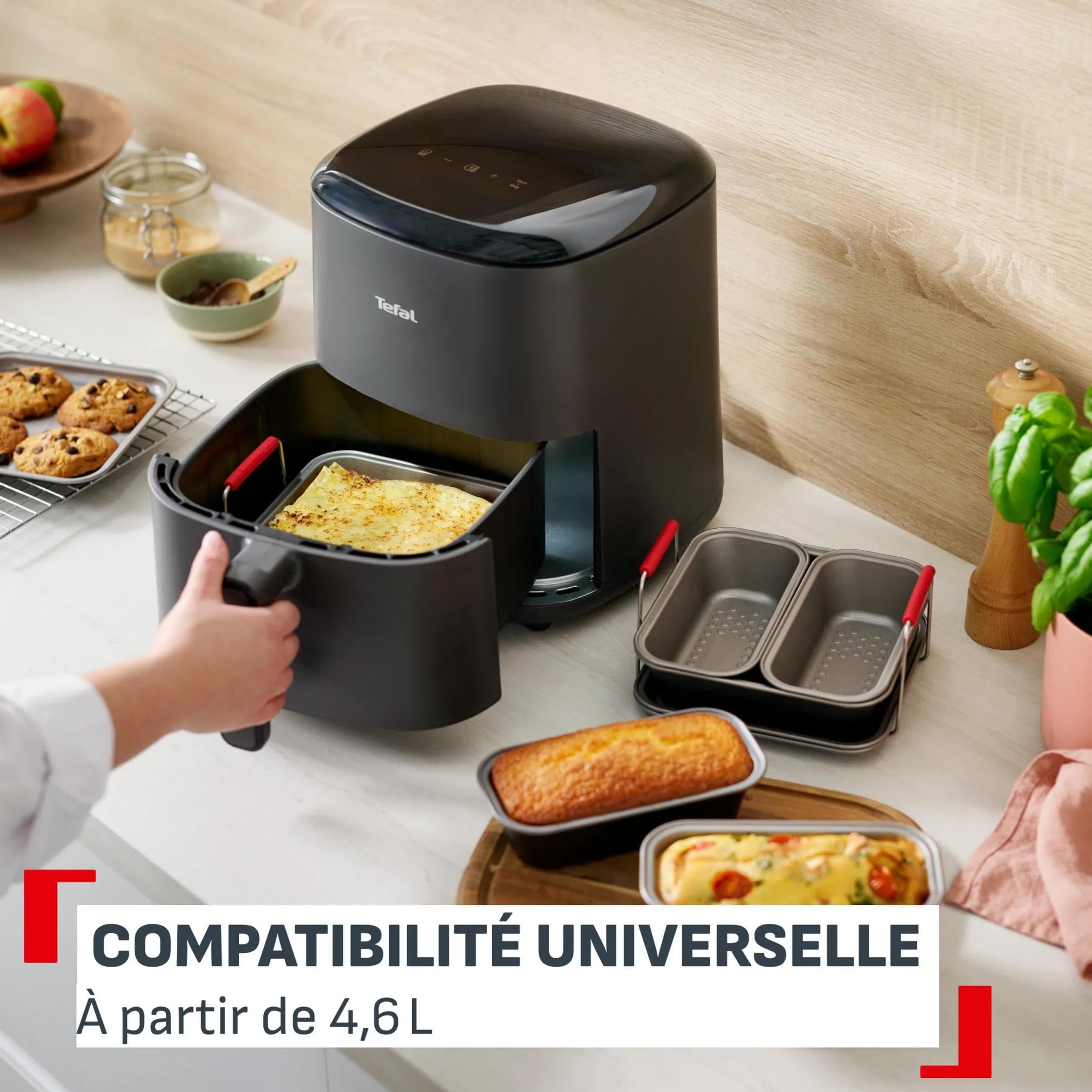 Tefal Dail’Easy, Kit de 6 accessoires de cuisson pour air fryer, Poignées ergonomiques, 5 moules, Revêtement antiadhésif, J701S644