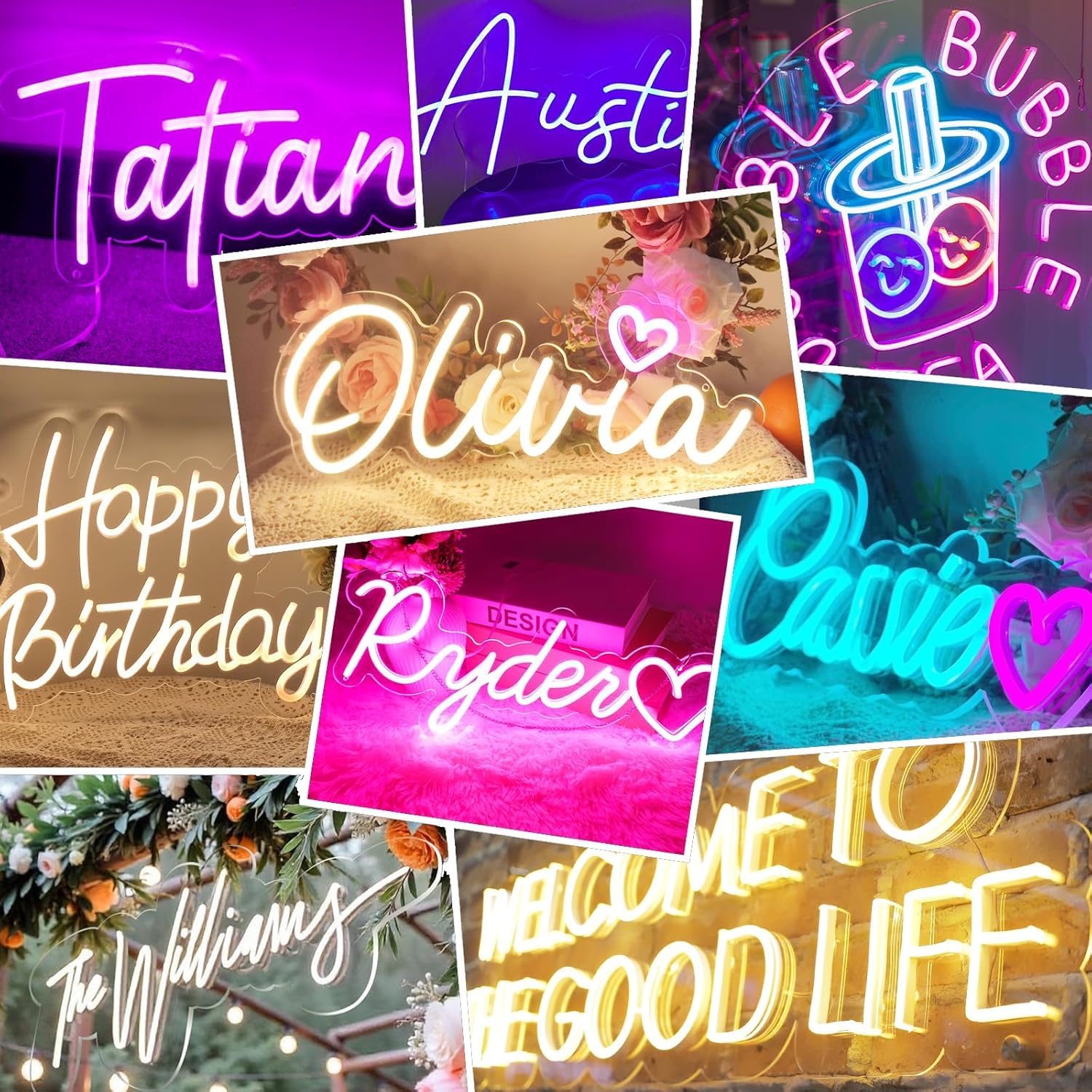 Insegna Al Neon Personalizzata - Scritte LED Su Misura Per Camera, Negozio, Matrimonio O Feste, Con Telecomando E Dimmer - Foto 8