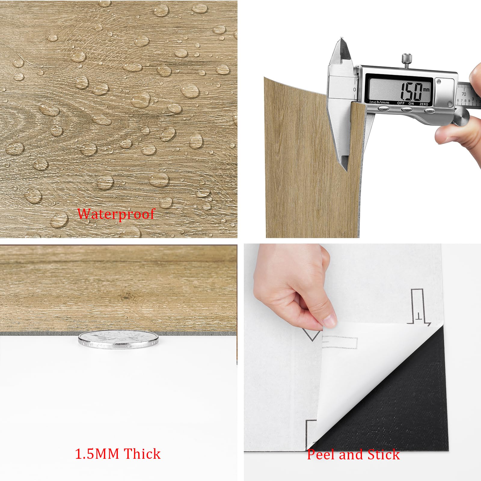 Livelynine Suelo Vinilico Autoadhesivo Madera Roble Claro Vinilo Suelo Cocina Autoadhesivo Baldosas Adhesivas Suelo Baño 30x30 32-Baldosas Suelos de Vinilo Adhesivos para Suelos Efecto Madera Natural