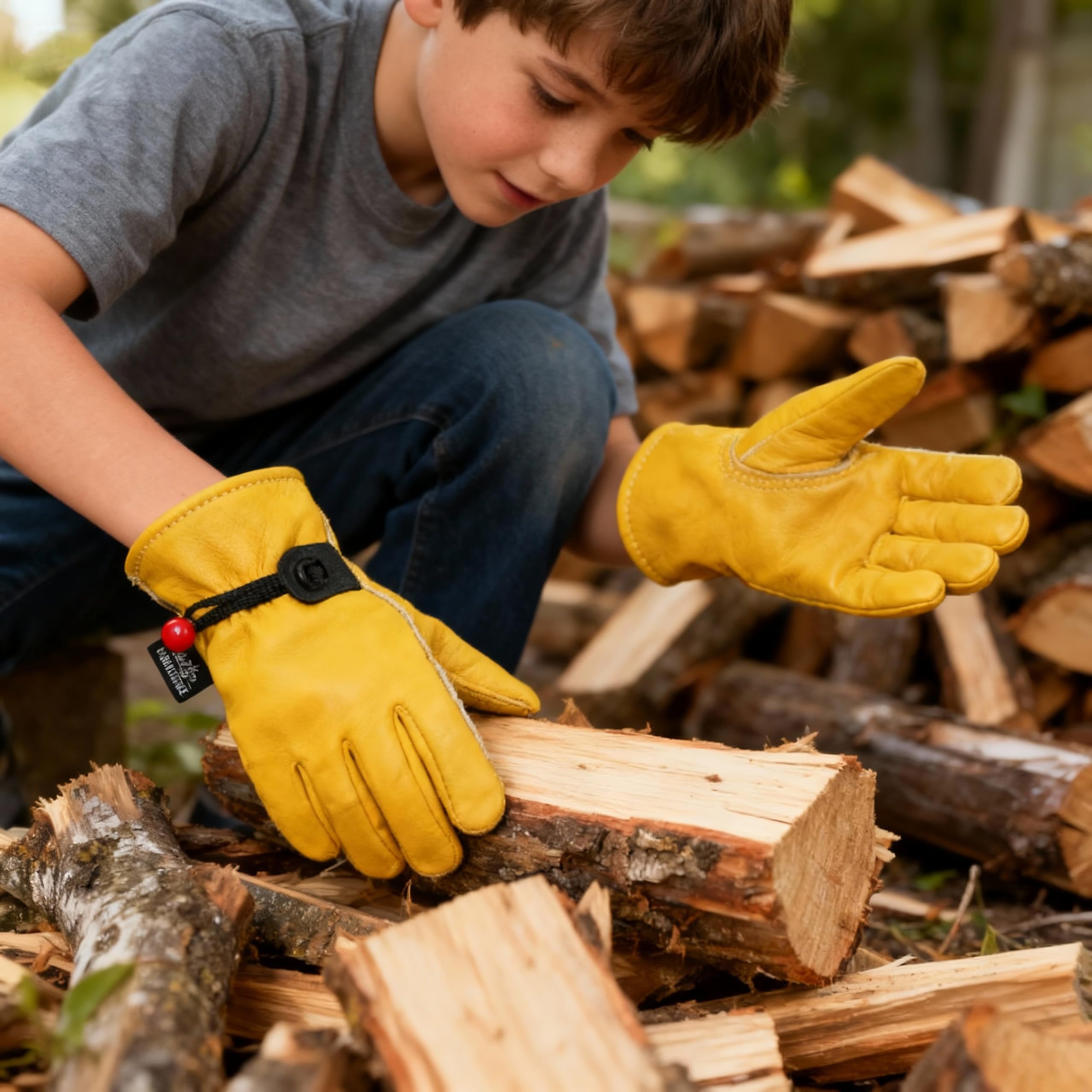 Kinder-Arbeitshandschuhe aus echtem Leder, Gartenhandschuhe für Kinder, Größe S (3–5 Jahre)