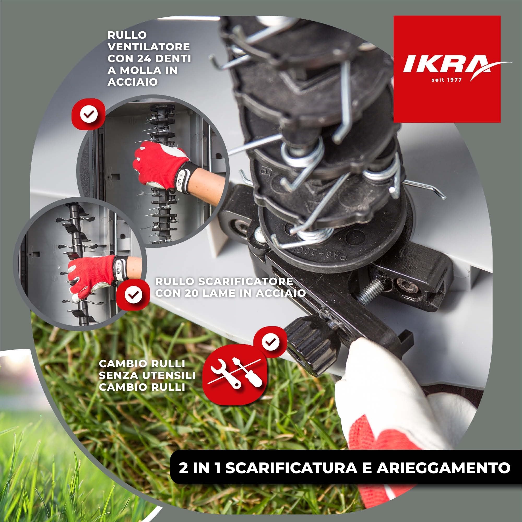 IKRA IEVL 1840 Scarificatore Arieggiatore Elettrico 1800W 230V Larghezza 40cm Cesto 55l