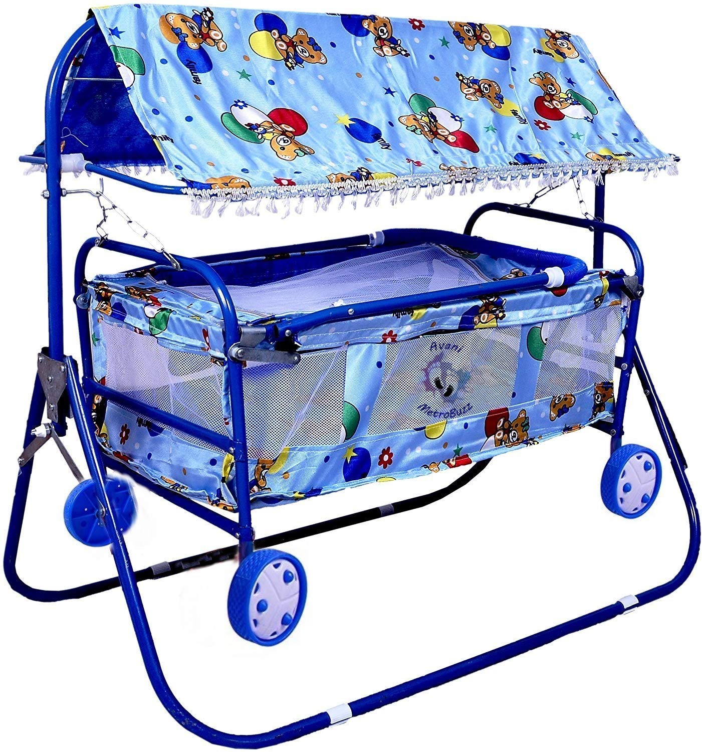 AVANI METROBUZZ Beautiful Printed Lightweight Baby Cradle Cot Cum Stroller (Color - Blue)-picture-19