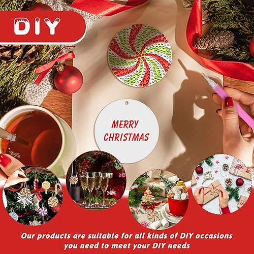 Miniatura 6 de 20 etiquetas de pintura de diamantes para el día de San Valentín, bricolaje, pintura de diamante, llavero colgante de árbol de Navidad, tarjetas de