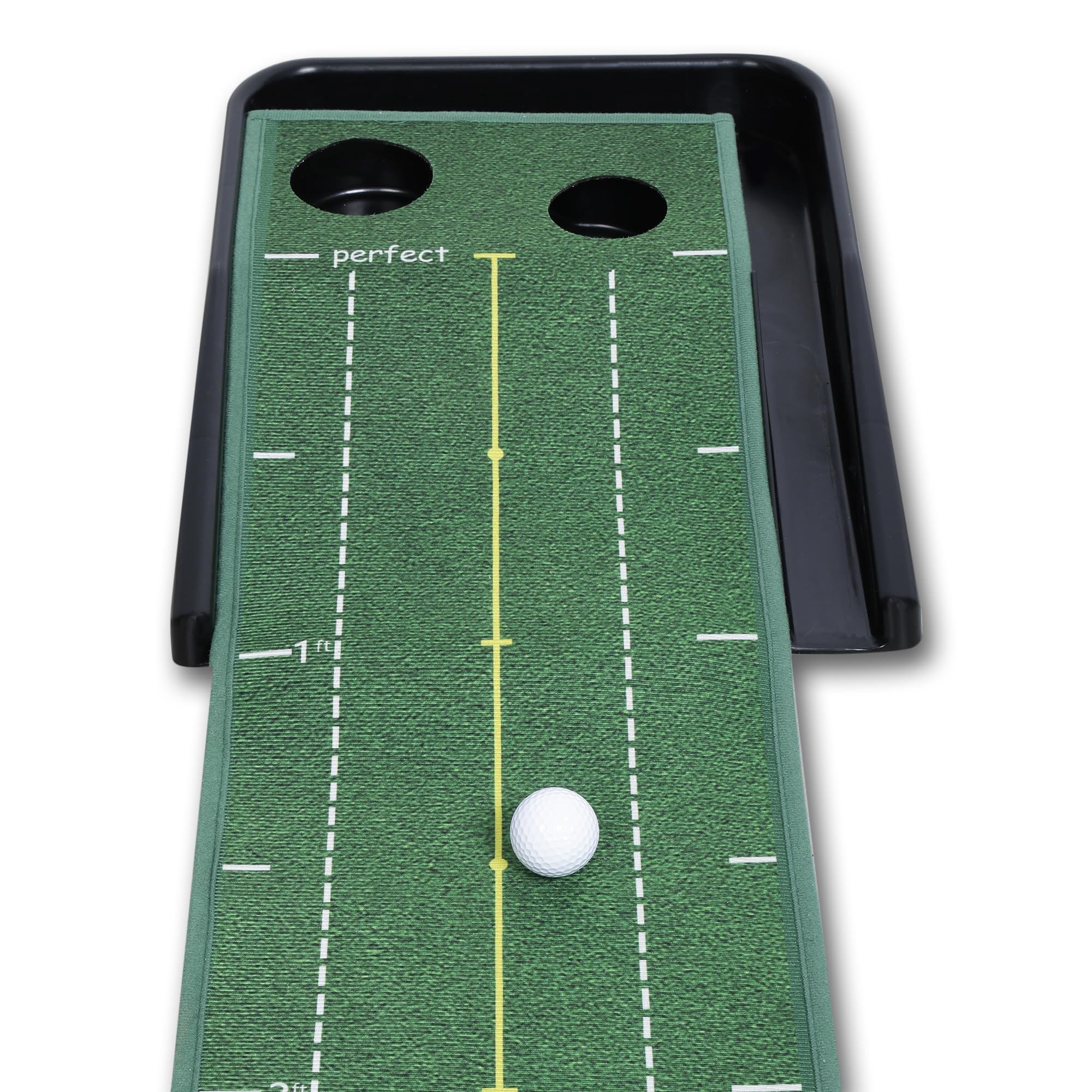 Indoor Golf Putting Portable Mat with Auto Ball Function Mini Training Aid, Game, Bonus Balls - 2.5 Meter