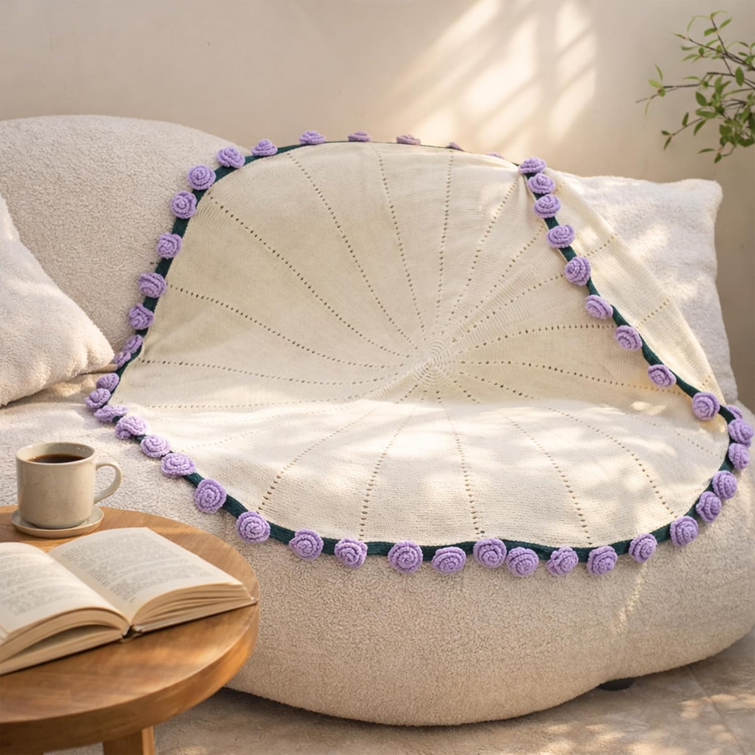 Get Well Gifts for Women, Flower Bouquet Blanket Gift Baskets, Care Package, Self Care Gifts, Thinking of You Gifts for Her Wife Mom Female Friends, Birthday Gifts for Women (Purple Rose Bouquet)