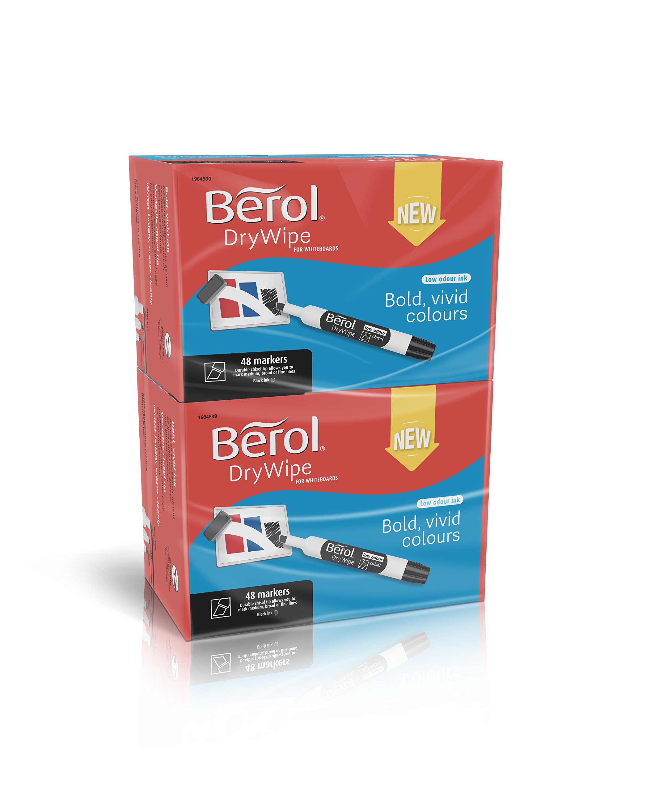 Berol Dry Wipe Chisel Tip Whiteboard Marker - Black (Pack of 96)
