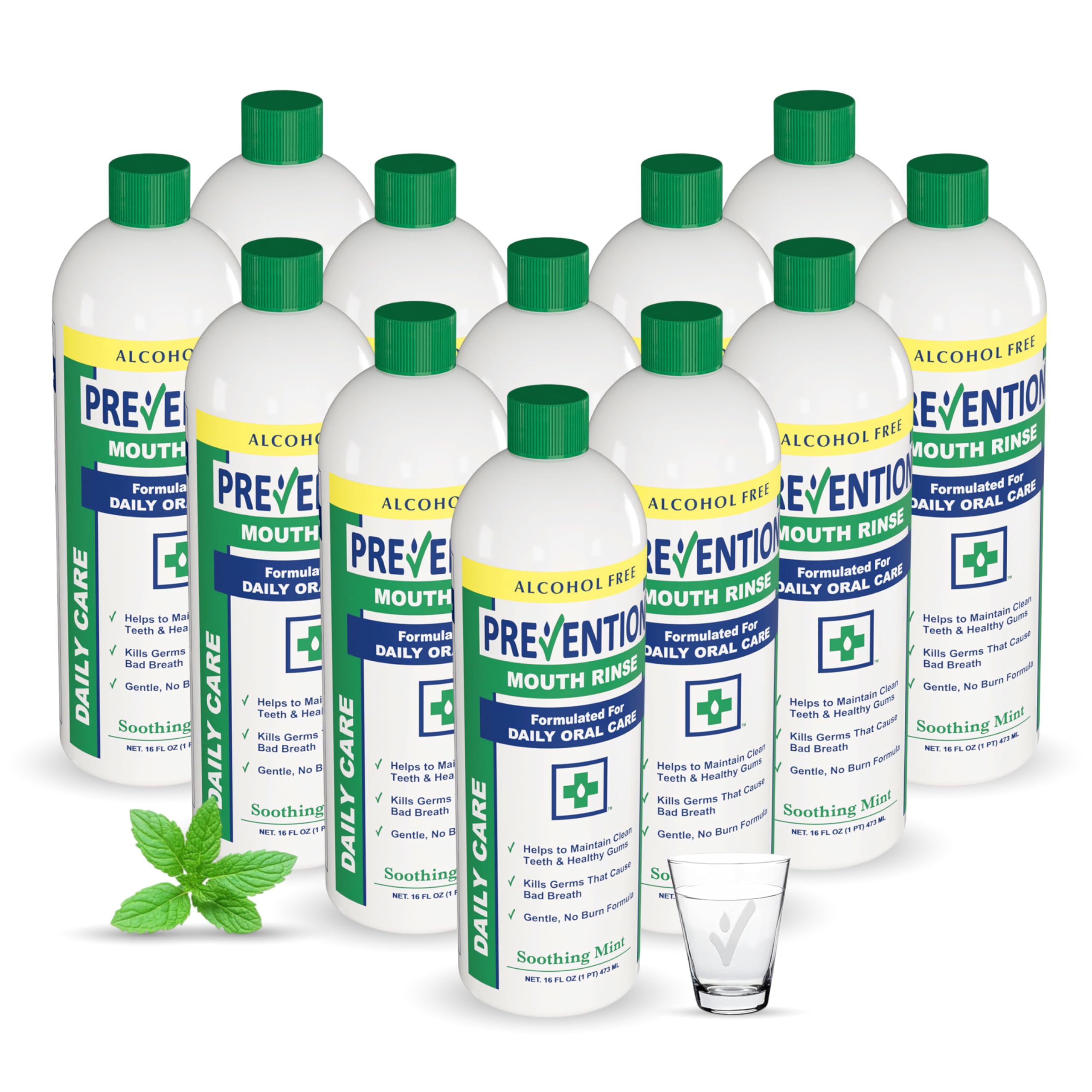 Prevention Daily Care Alcohol-Free Mouthwash Hydrogen Peroxide Teeth Whitening with Soothing Fresh Mint for Bad Breath Treatment Fluoride-Free