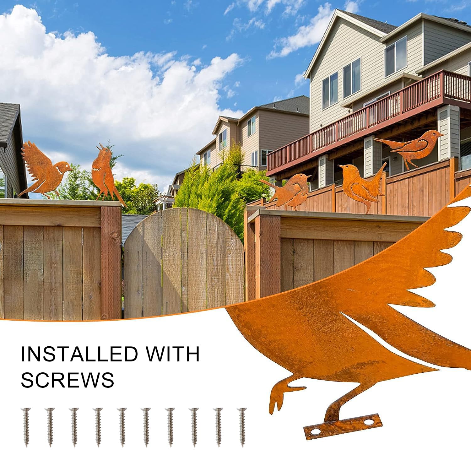 Lot De 5 Oiseaux Décoratifs En Métal Rouillé, Décoration Vintage Pour Clôture, Cadeau Idéal Pour Les Amoureux Des Oiseaux | Leroy Merlin