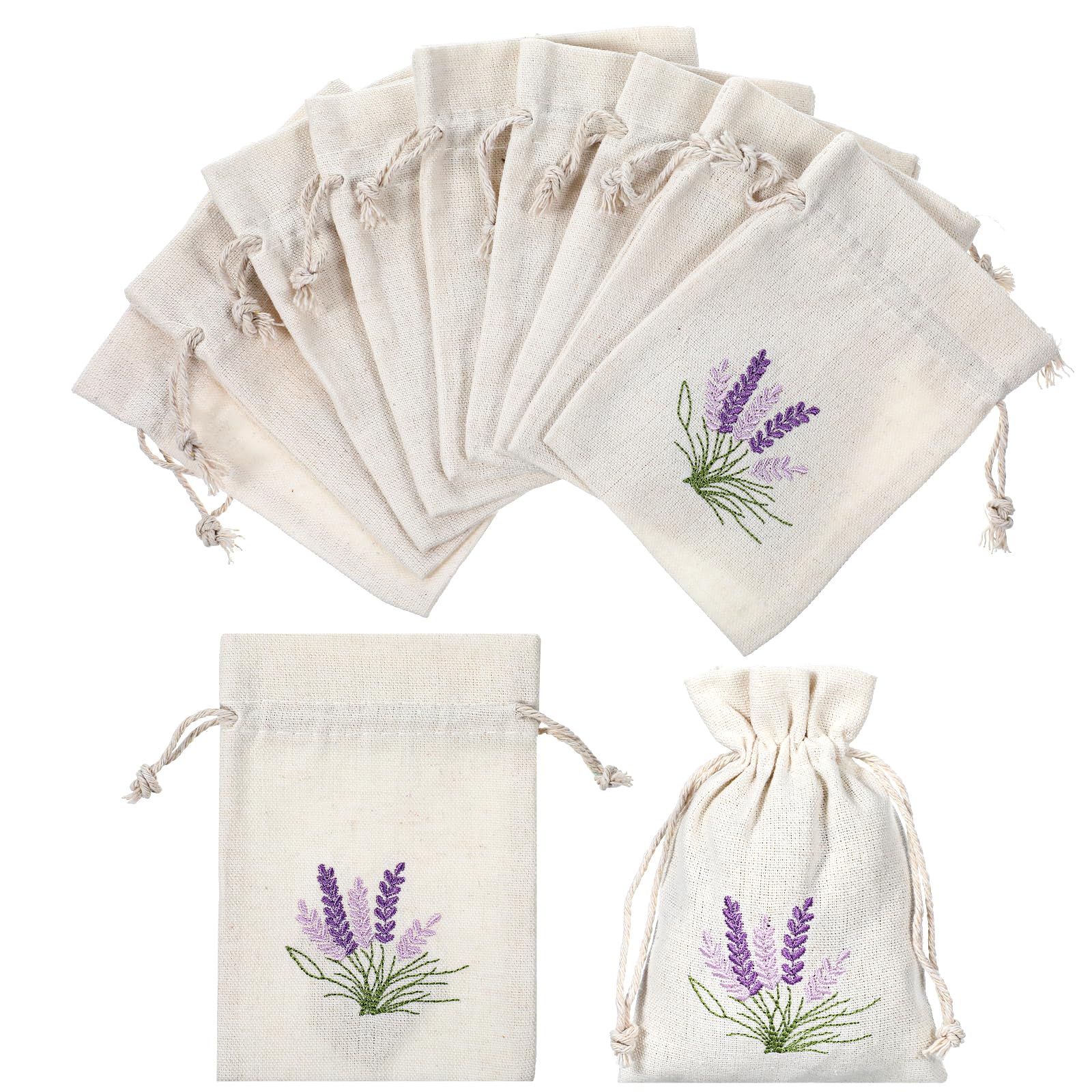 Photo 1 of 12 PCS Small Burlap Gift Bags Lavender Sachet Bags Lavender Sachet Jewelry Bag Drawstring Cotton Linen Pouch Mini Drawstring Fabric Bag for DIY Craft Filling Spice Jewellery Wedding, 4 X 5.7 Inch