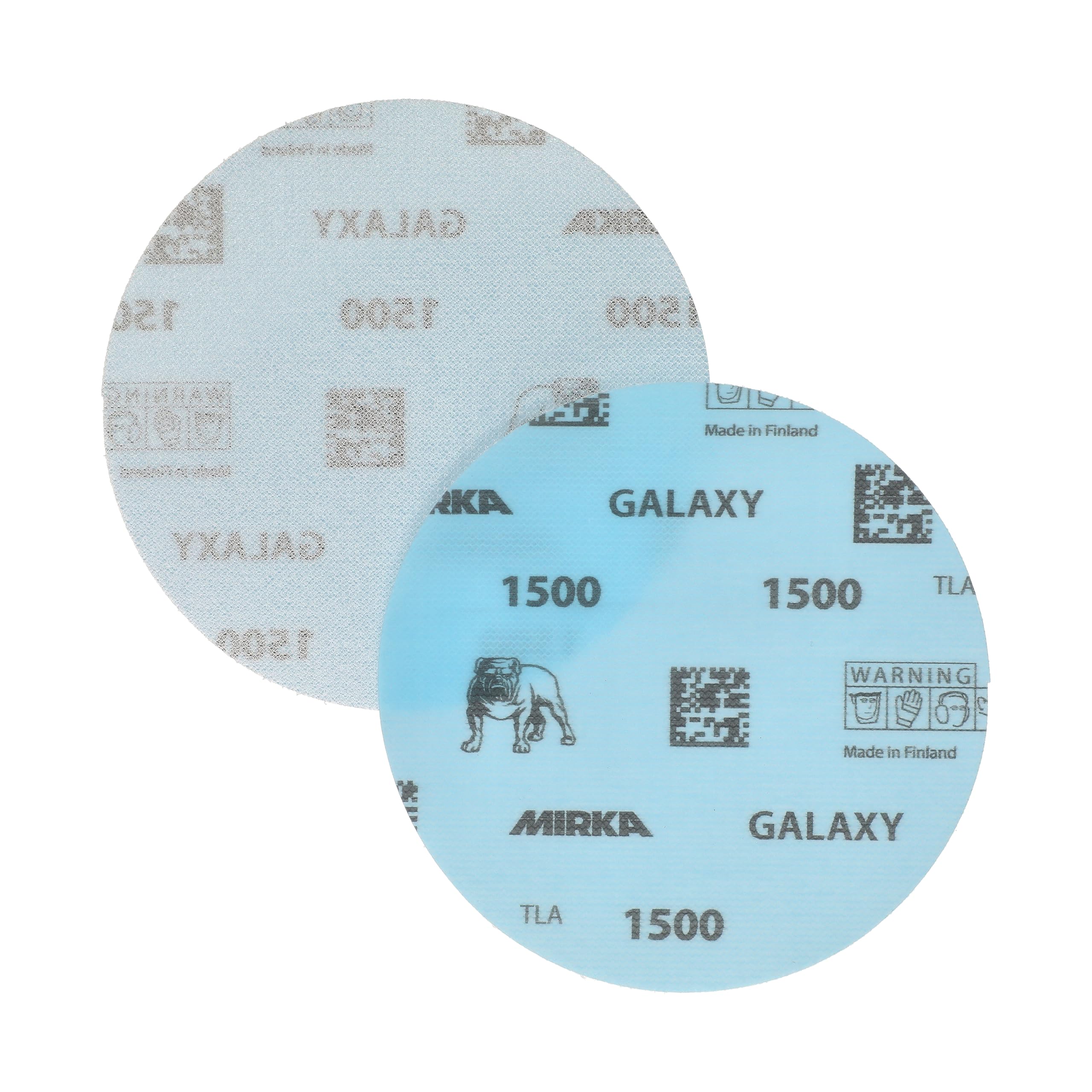Mirka GalaxySandpaper - Carta abrasiva da 125 mm, grana 1500, 50 dischi/confezione, con gancio e anello, abrasiva di alta qualità per resina epossidica, legno, metallo, tecnologia anti-intasamento e