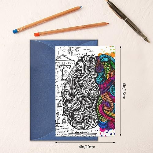 Miniatura 6 de Tarjetas de felicitación con impresión cerebral izquierda y derecha, tarjetas de notas en blanco con sobres para todas las ocasiones, cumpleaños,