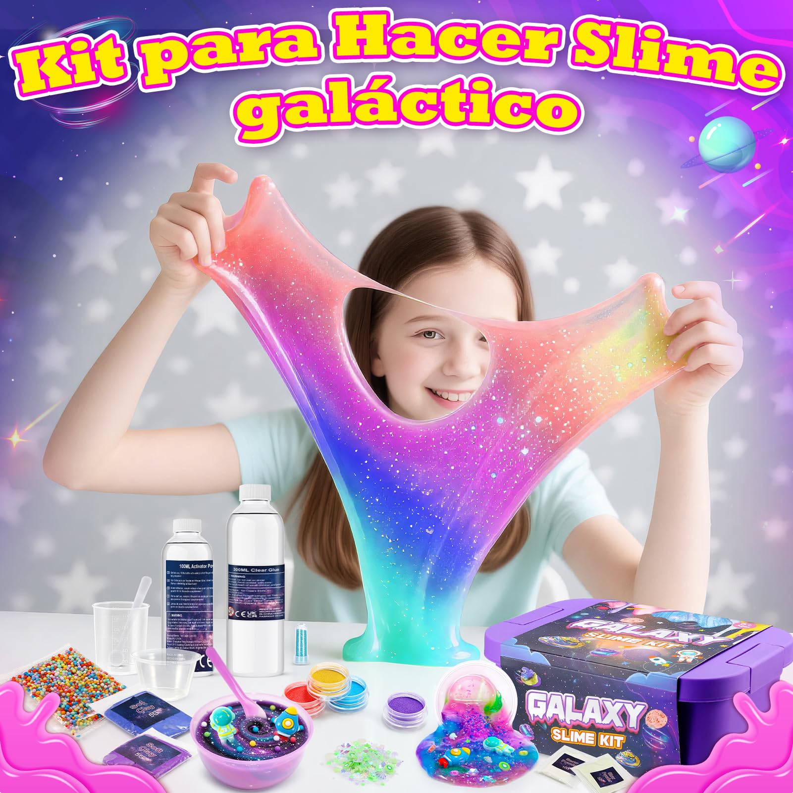 Hapikids Slime para Niñas, Regalo Niña 6 7 8 9 10 11 12 Años Galaxy Slime para Niños Juguetes Niños 6-12 Años Slime Kit Regalos Cumpleaños Manualidades Niños Slime Fluffy