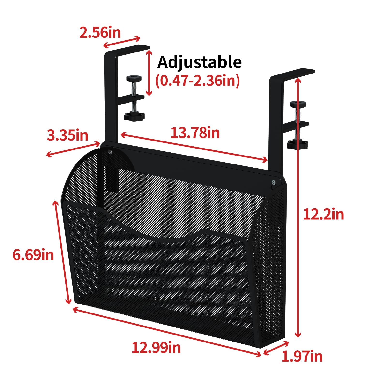 WOCHUANGSI Under Desk Storage Vertical Laptop Holder Stationery Shelf Pen Book Organization For Office Carbon Steel Stand Organizers Mount Adjustable Punch-free