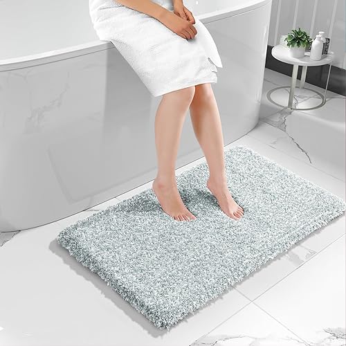 Miniatura 102 de Yimobra Alfombras de baño para baño, 32 x 20 pulgadas, ultra suaves y absorbentes de agua, alfombras de ducha de felpa antideslizantes, tapetes Gris