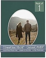 Vista 97 de CountryArtHouse Marco ovalado de 11 x 14 pulgadas, sin ácido, con núcleo blanco, corte biselado para fotos de 8 x 10 pulgadas, se adapta a marcos