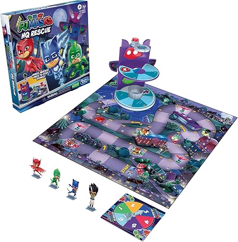 Miniatura 11 de PJ Masks Hasbro Gaming HQ Rescue - Juego de mesa para niños, juegos preescolares, Race to Stop Romeo, incluye torre de plástico 3D, juegos para