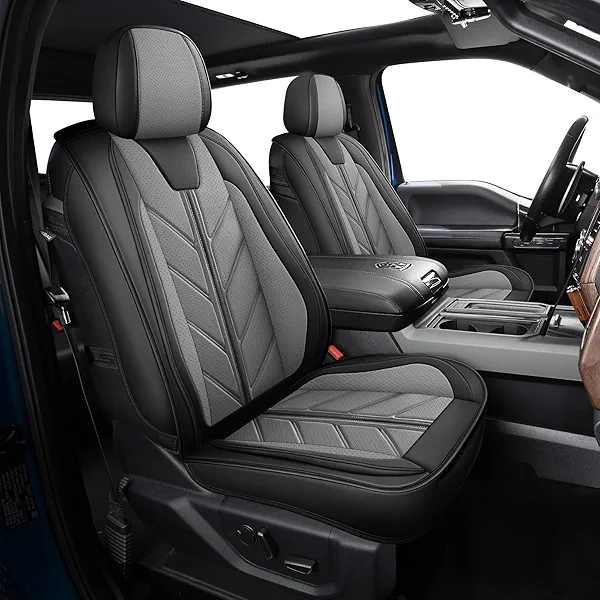 BALLIOL Pickup Seats Covers Compatible with Dodge Ram 1500 2009-2024 Limited Truck Pleather Seat Covers Custom Fit Dodge Ram 2500 3500 (Gray,2 PCS Front Seat)