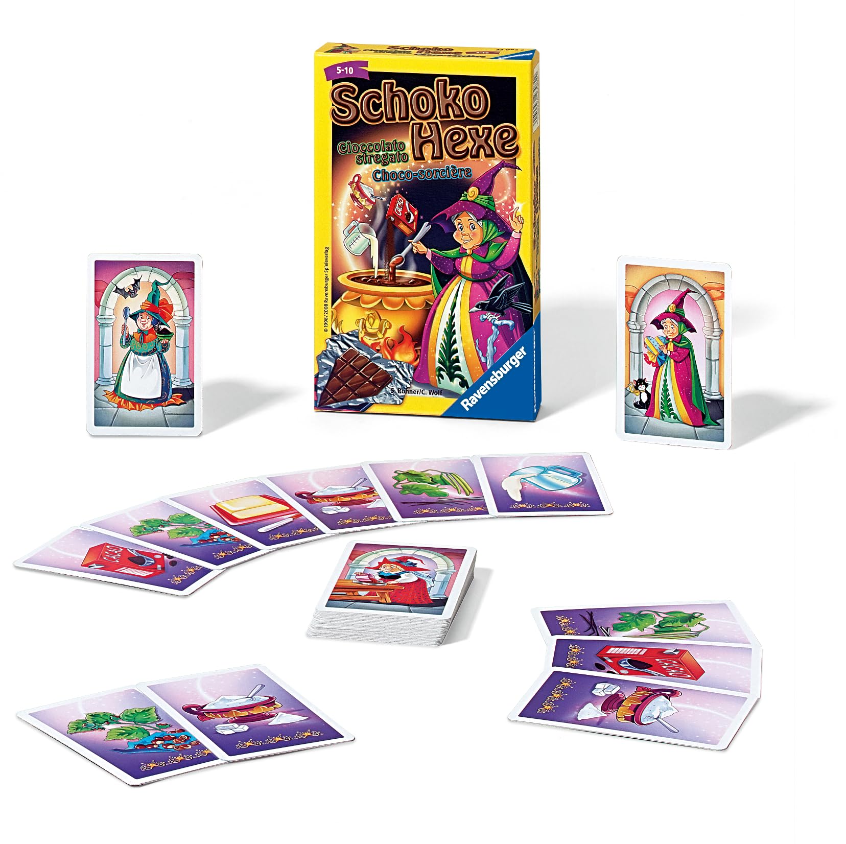 Ravensburger 23082 - Schoko Hexe, Mitbringspiel für 2-6 Spieler, Kartenspiel ab 5-10 Jahren, kompaktemat, Reisespiel - Ostergeschenke für Kinder, Meerkleurig - 3