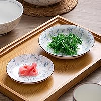 Vista 2 de Juego de platos de cerámica de 87 pulgadas + cuenco de 4.5 pulgadas + taza de 2.6 in. Juego de vajilla con patrón floral azul para cocina, comedor