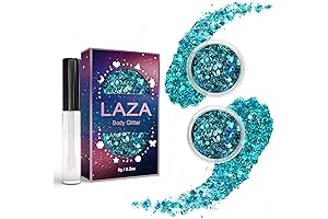 2-Pack Laza Holographic Teal Body Glitter for Rave Makeups Carnival Outfits