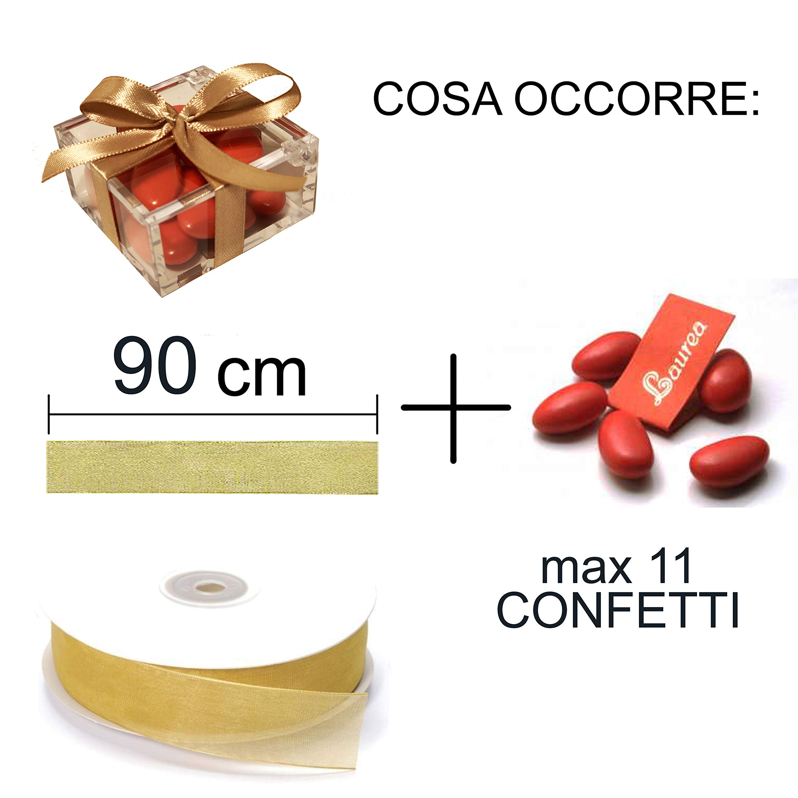 OMADA Scatolina Portaconfetti Trasparente con Coperchio, 48 pz, 6x6x3 cm