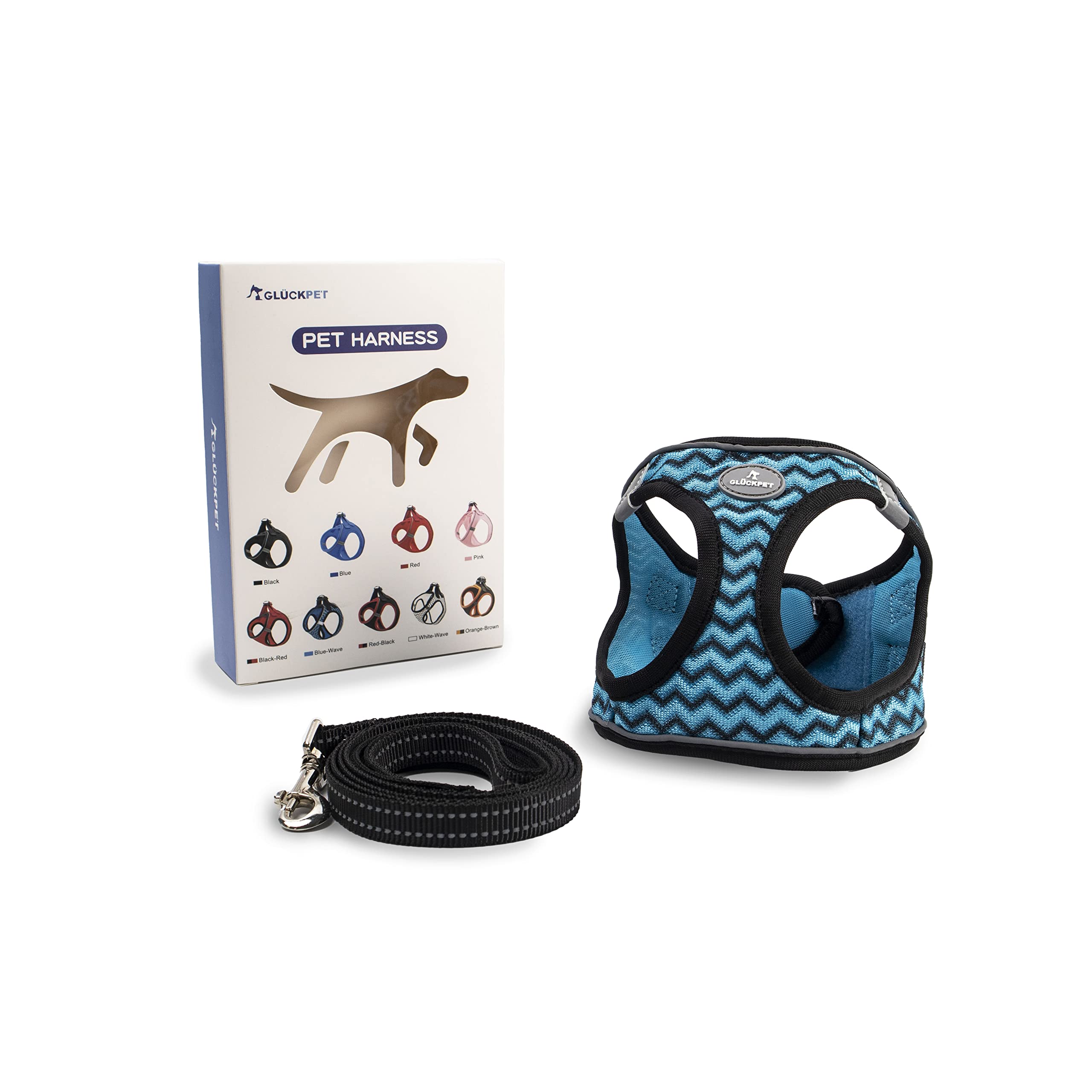 Arnés para Perros Pequeños y Medianos, con Correa de 1,4 m, Reflectante, Transpirable, S, Negro con Rayas Azules