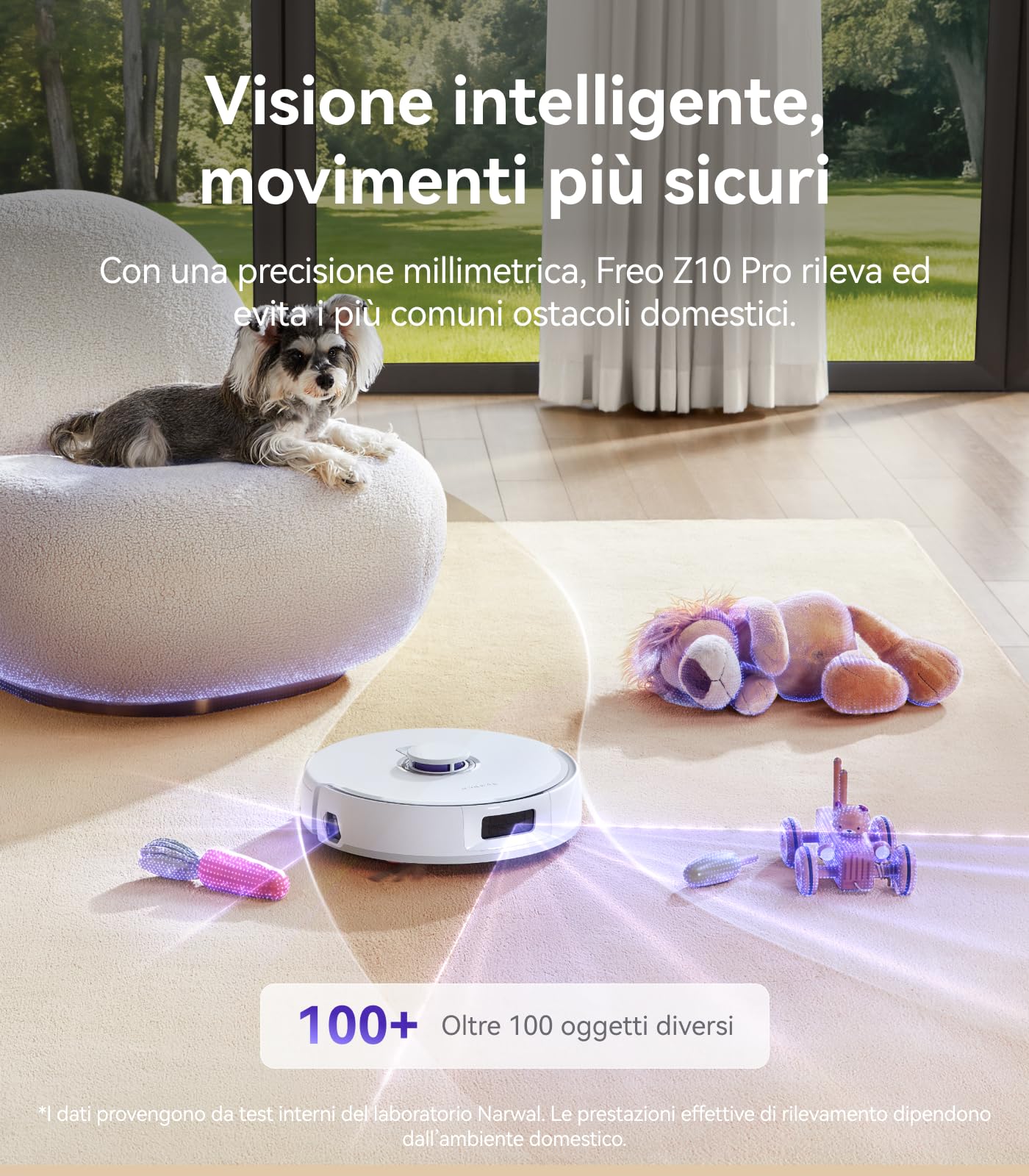 NARWAL Freo Z10 Pro Robot Aspirapolvere Lavapavimenti, 18500Pa, CarpetFocus2.0, DualFlow2.0 Anti-groviglio di Peli, Mop Estensibile, Navigazione Radar LDS, Acqua Calda a 75℃, Autopulizia e Asciugatura