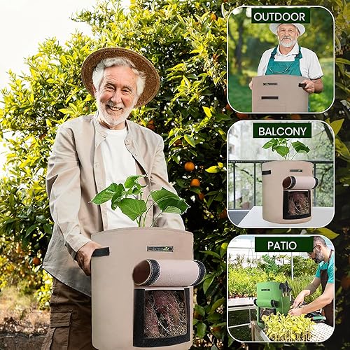 Miniatura 6 de SproutJet Bolsas de papas para cultivar papas, paquete de 3 recipientes impermeables de 10 galones con asas resistentes, agujeros de drenaje y
