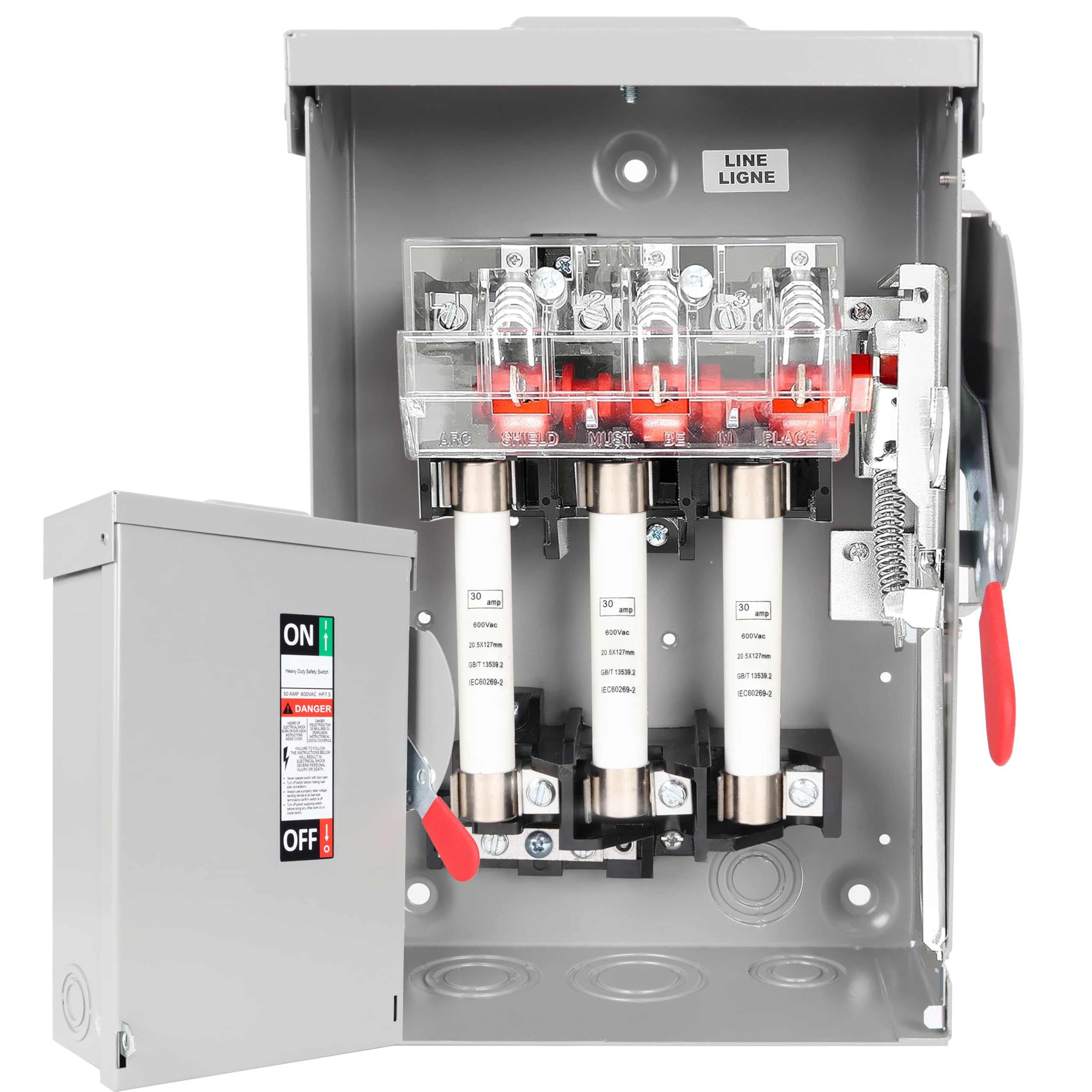 30 Amp Disconnect Switch, Fusible, 3 Pole 600 Volt, with Interlock