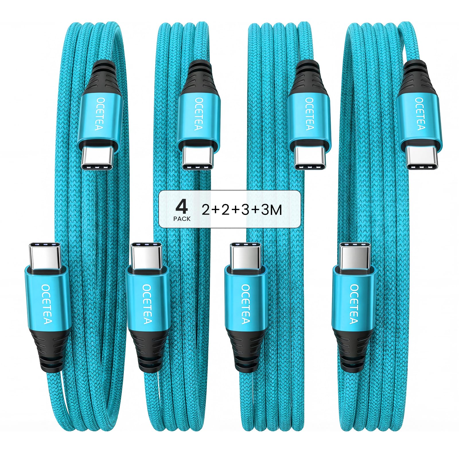Ocetea 60W USB C Kabel, 4er Pack USB C auf USB C Kabel Set, PD 3.0 Schnellladekabel USB C Kompatibel mit iPhone 16 15 Pro Max, MacBook Pro Air, iPad Pro Air, Galaxy S24 S23, Pixel