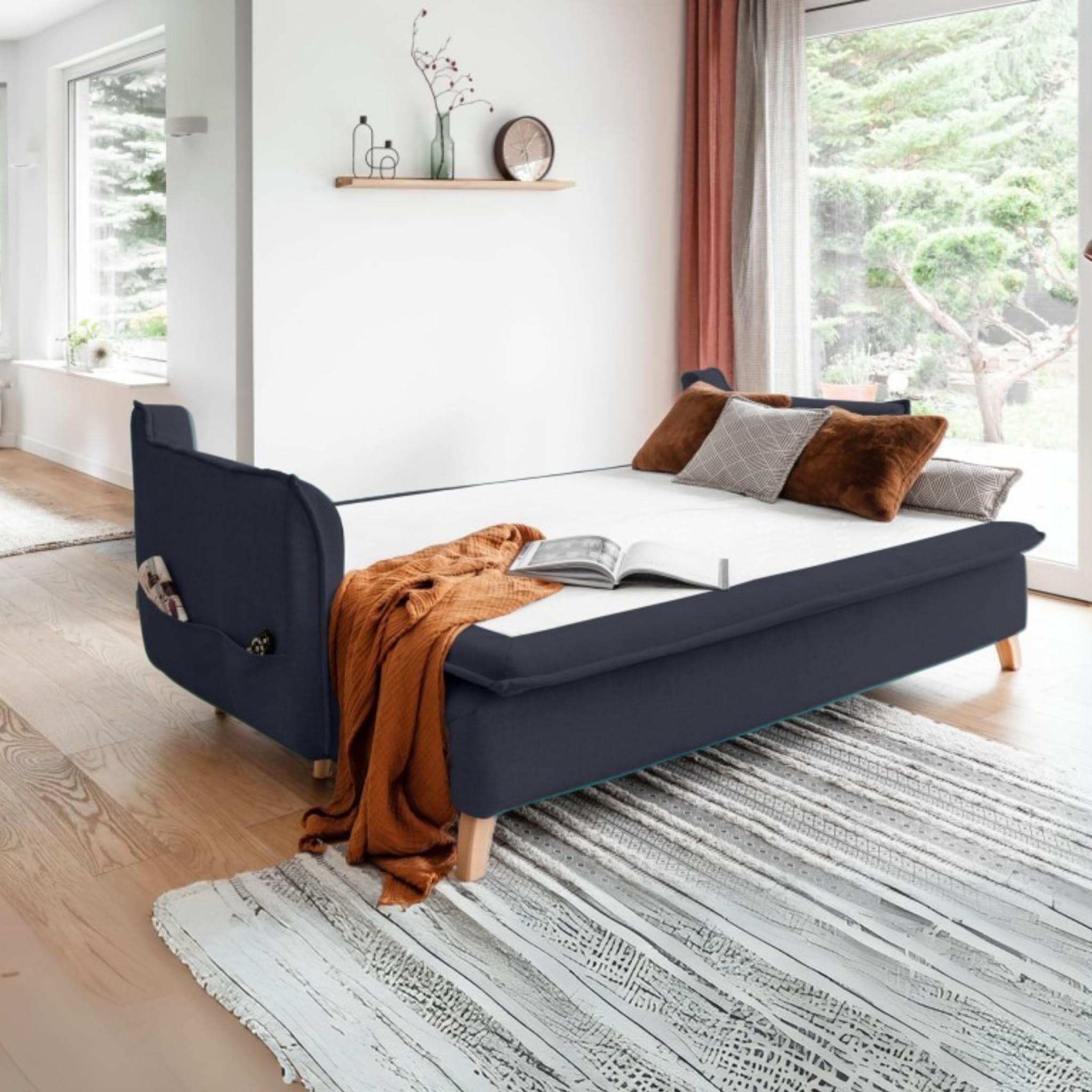 MIUFORM Charming Charlie Slim, 3 Sitzer Sofa mit Schlaffunktion, Anthrazit