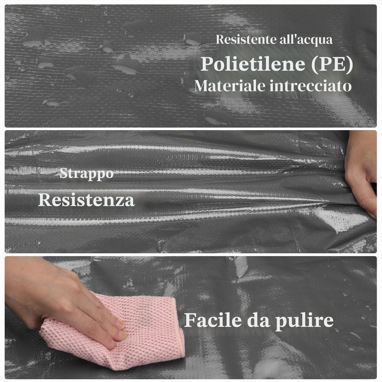 Withosent 100L Borsa Portaoggetti Grande, 10 Pezzi Impermeabile Borse di Stoccaggio Trasloco con Cerniera e Maniglia, Pieghevole Scatole Armadio Viaggio per Vestiti, Coperte, Trapunte, Grigio