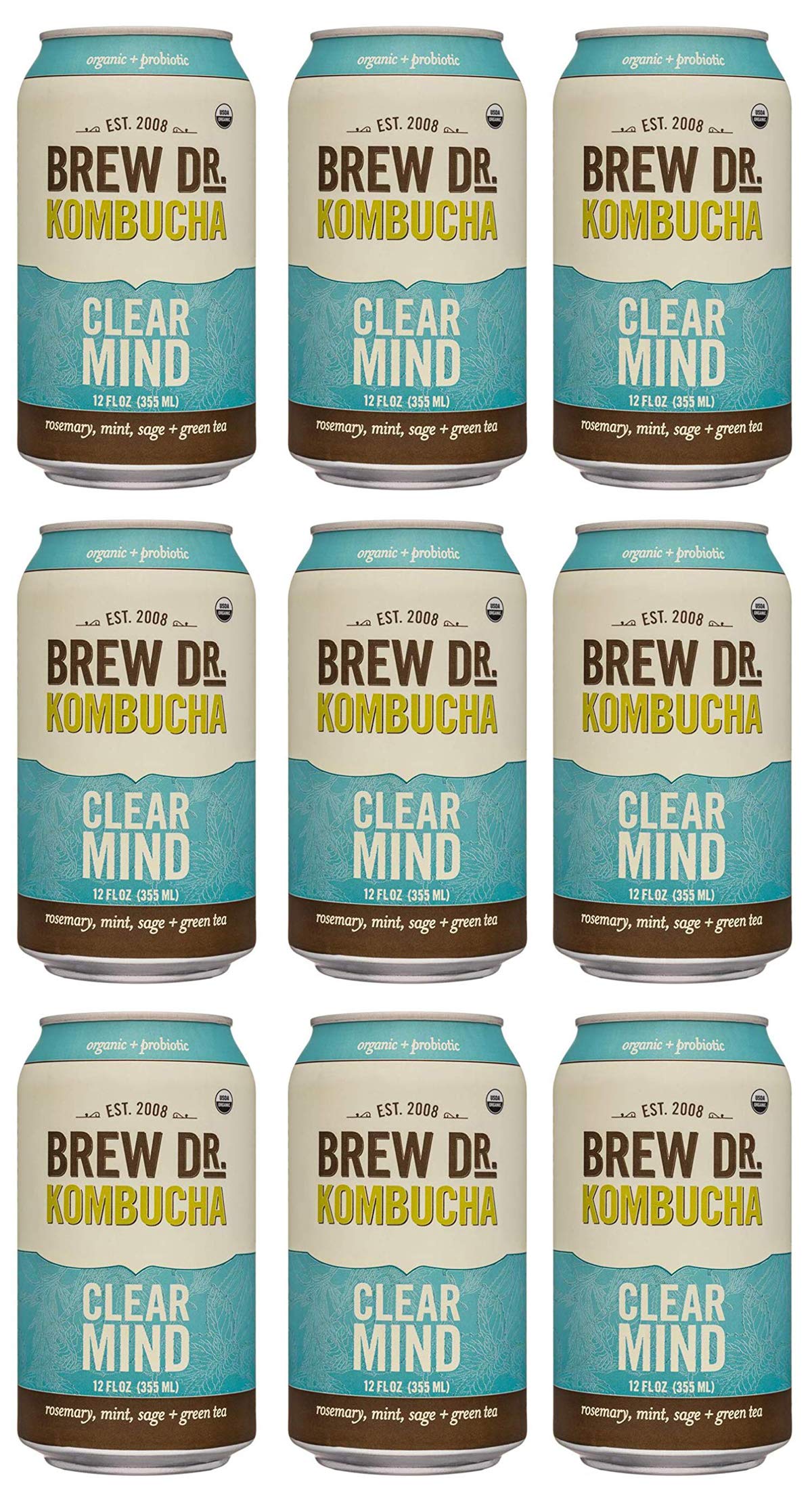 Buy Brew Dr Clear Mind Raw Kombucha, 12 Fl oz Cans (9 Pack) Online at
