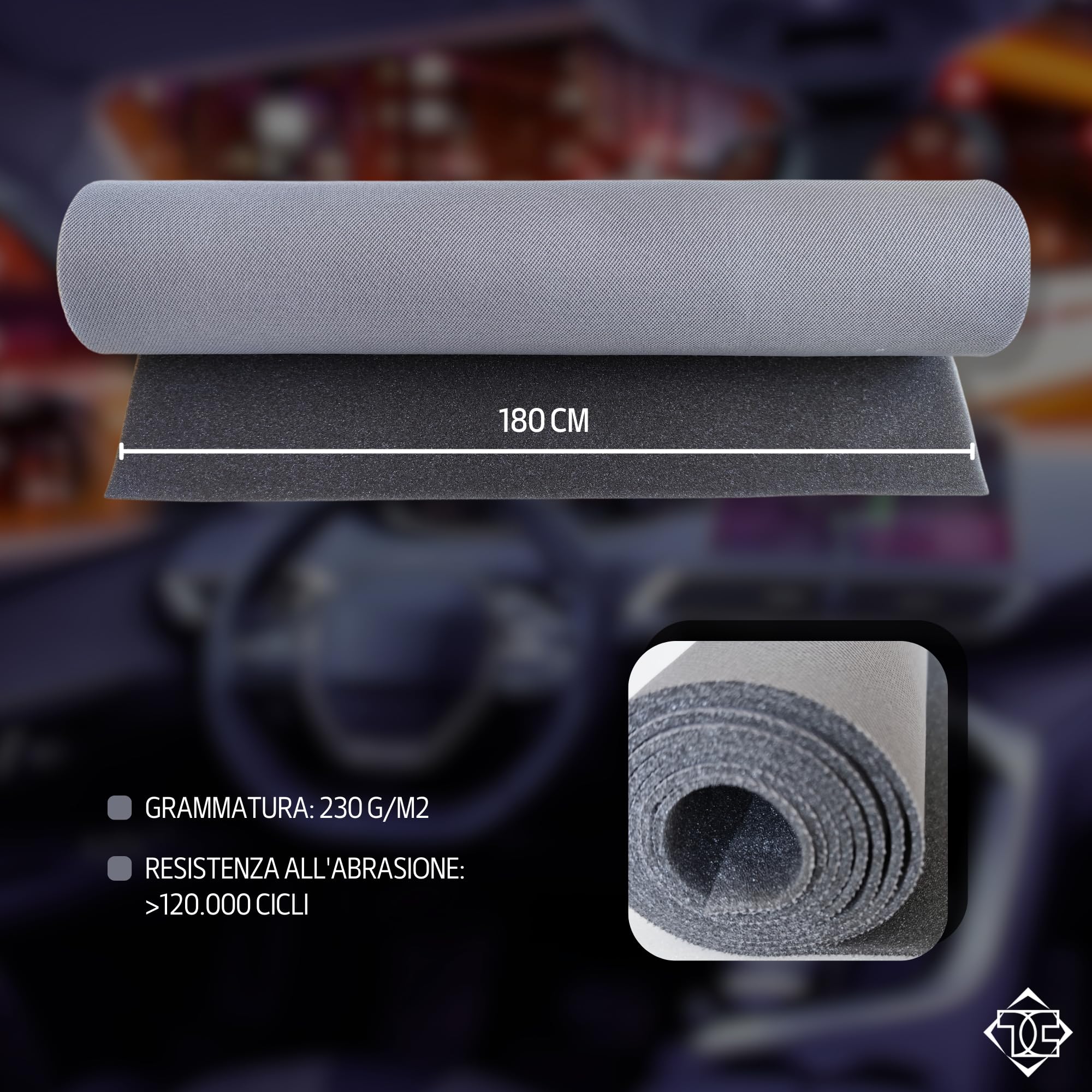 TAPHICEROS Tettuccio Per Auto, Grigio Scuro, 400cm x 180cm, Venduto Al Metro Tetto Per Rivestimento Auto, Ristrutturazione, Rivestimento Interno, Tessuto Per Auto, Caravan, Barca, Campeggio, Fai Da Te