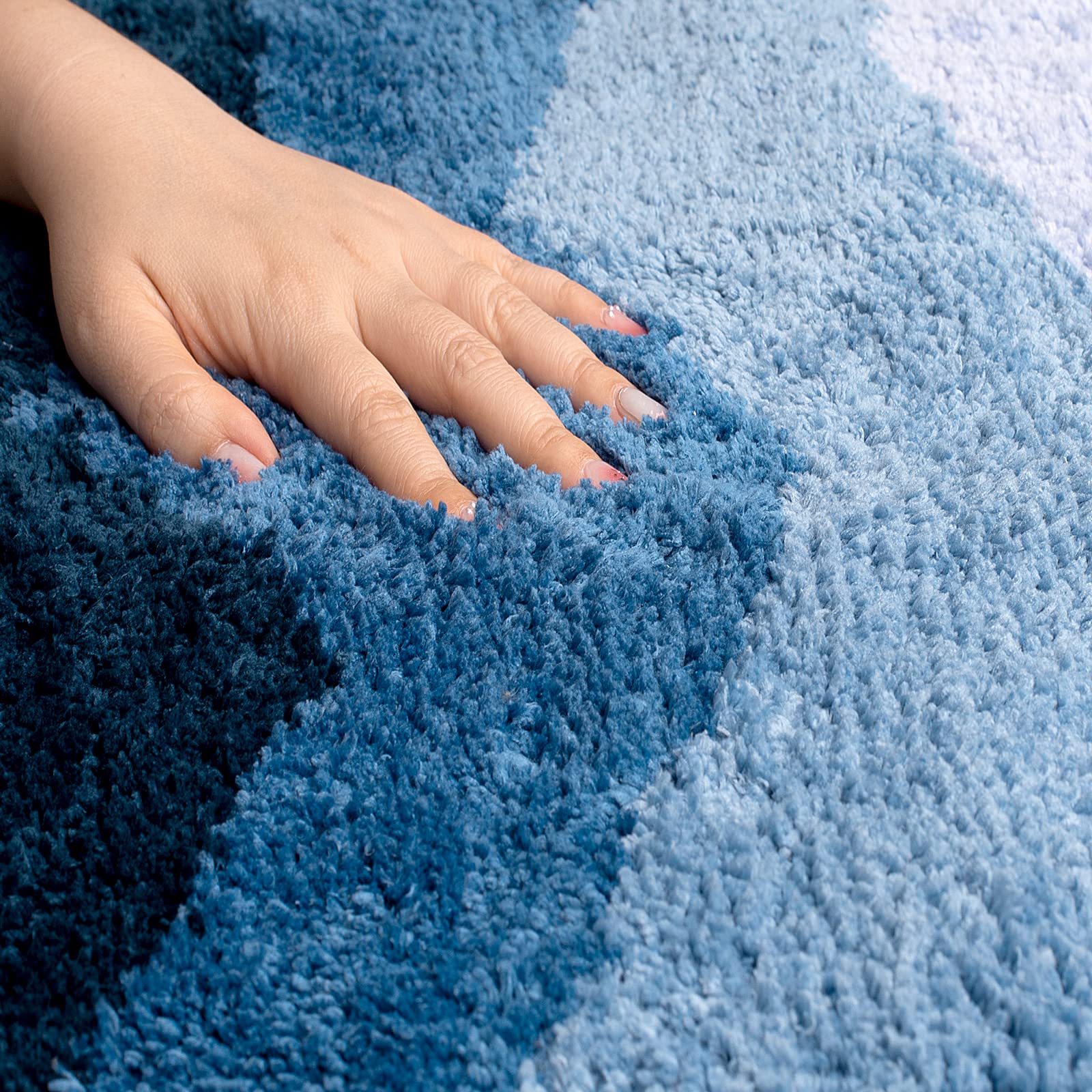 Set di tappetini da bagno blu antiscivolo, assorbenti e morbidi, lavabili in lavatrice (set da 2 a 50,8 x 76,2 cm)