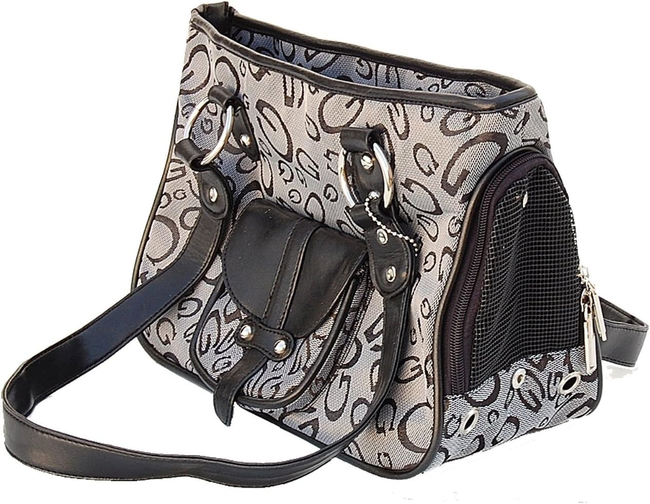 Designer Style G Printed Pet Dog Cat Purse Tote Carrier, 16" x 7" x 10"
