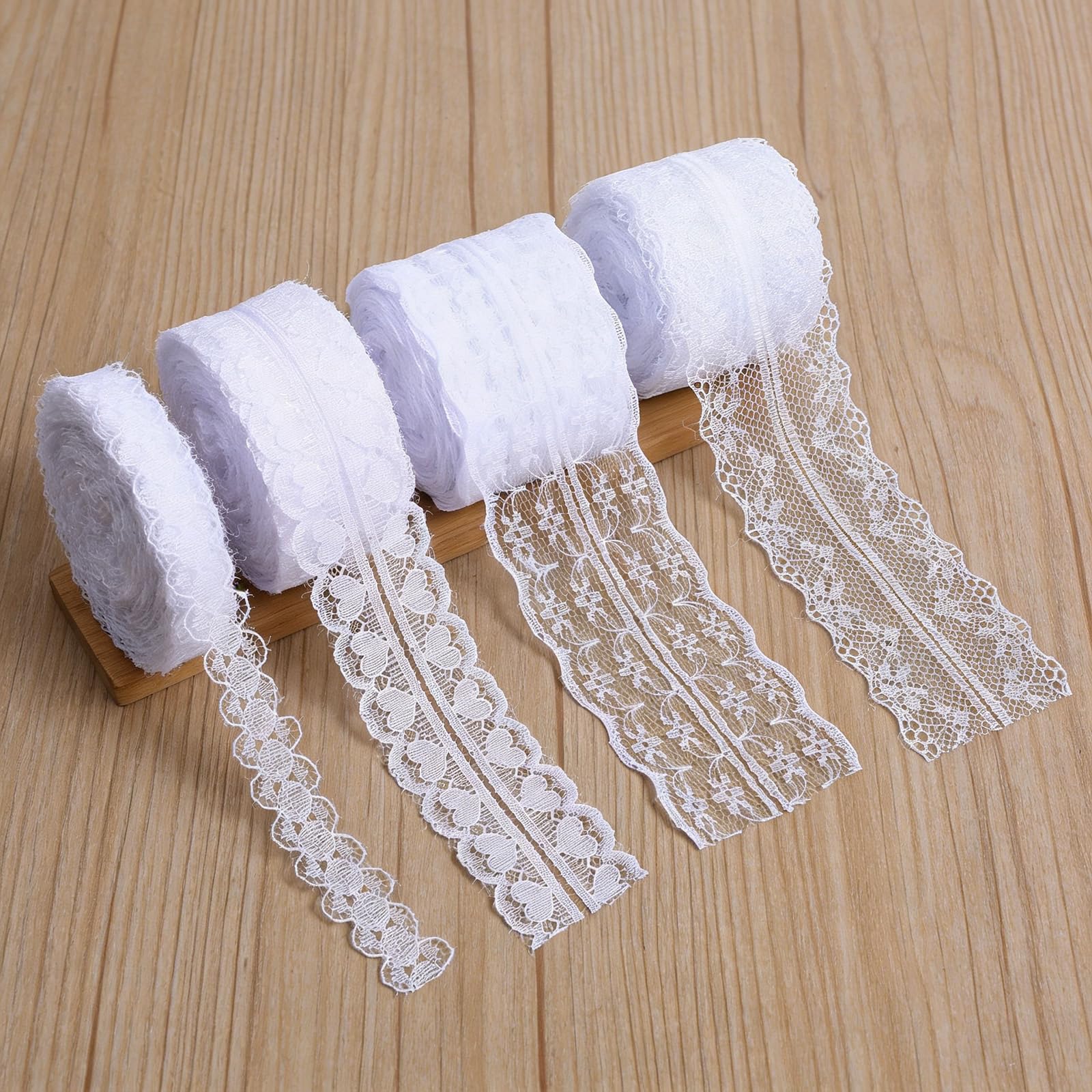 44 Yards White Lace Ribbon Crochet Lace Trim with Scalloped Edge