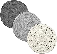 Jennice House 100% Cotton Potholders Set of 3 - Heat Resistant Hot Pads, Trivets, Coasters 7 Inch Gray