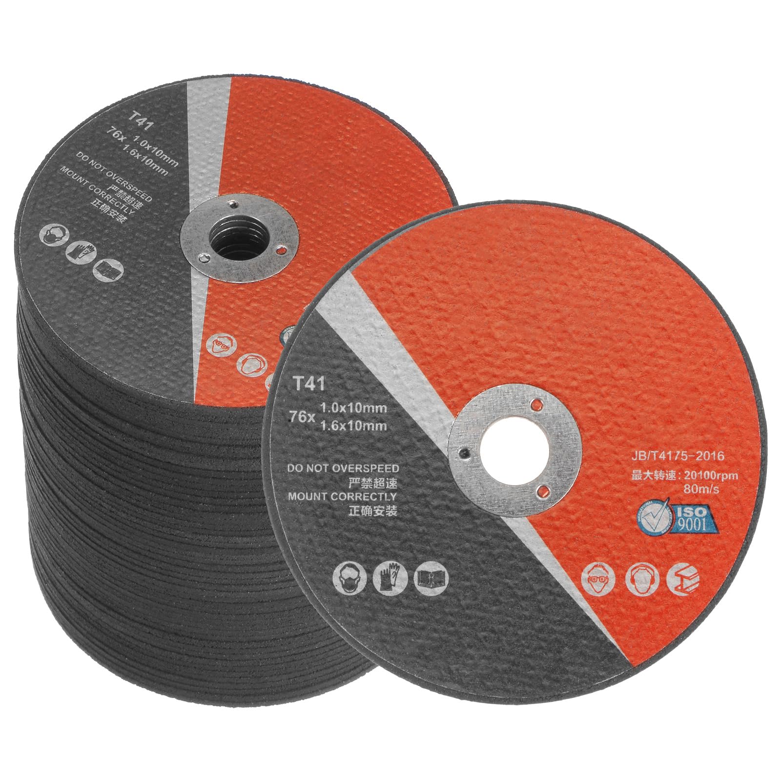 sourcing map 50uds Ruedas Corte Desbastadas 3" X 0.063" X 3/8" para Metal Delgado Acero Inoxidable Corte Rápido Y Limpio Disco Corte Ruedas Amolar para Amoladora Angular, Negro