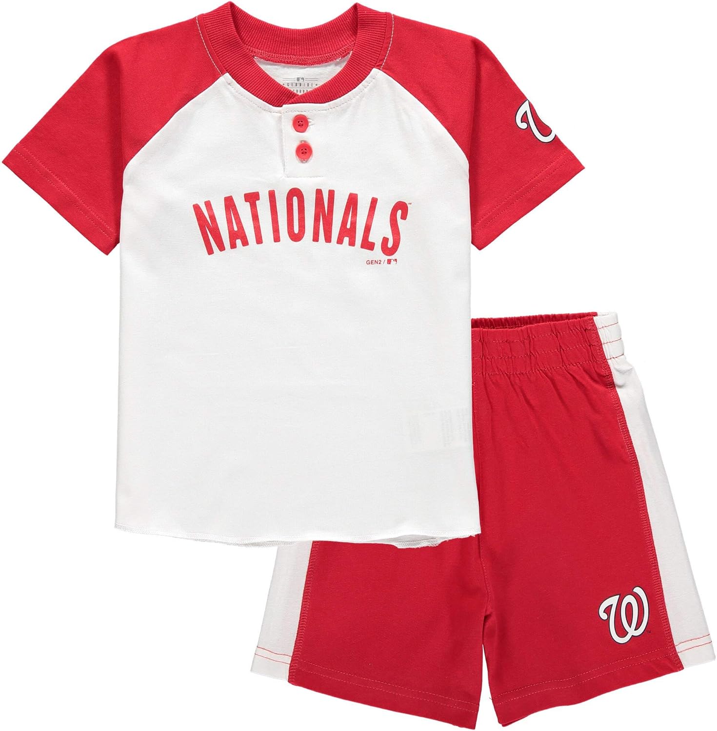 Outerstuff MLB Infants Toddler Good Hit Short Sleeve Henley & Shorts Set : Sports & Outdoors