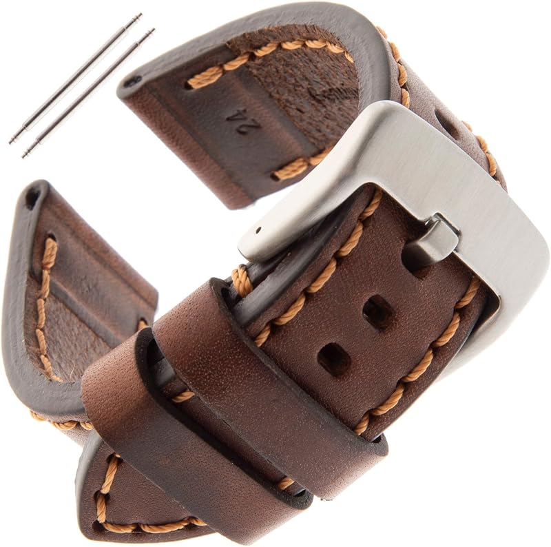 Correa de reloj Gilden TS62 de piel de becerro deportiva gruesa y pesada para caballero de 18-28 mm