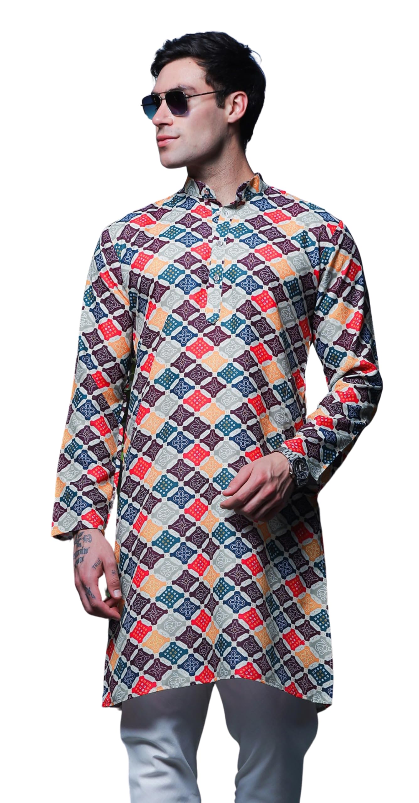 Lymio Men Kurta || Kurta For Men || Men Ethnic Kurta (In, Alpha, Xl, Multi) Multicolour