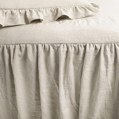 Miniatura 10 de Lush Decor Juego de 3 piezas de cubrecama con falda de volantes, estilo casa de campo y de época chic, ligero, tamaño King, azul marino