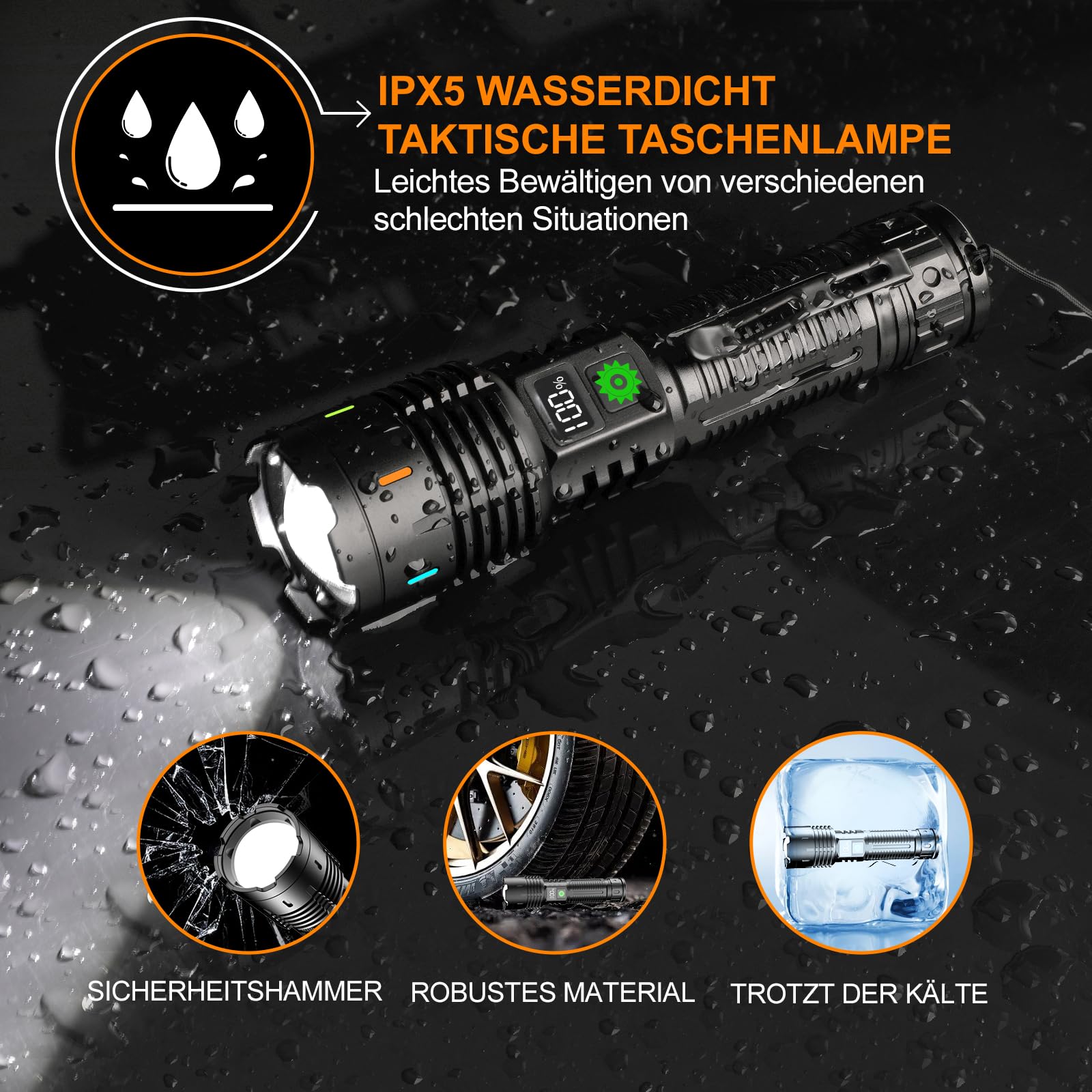 Relybo Lampe Torche LED Ultra Puissante, 1000000 Lumen Lampe De Poche, Lampe Torche Rechargeable USB, Lampe De Poche LED Ultra Puissante, Lampe Tactique Police, 5 Modes pour Urgences Camping