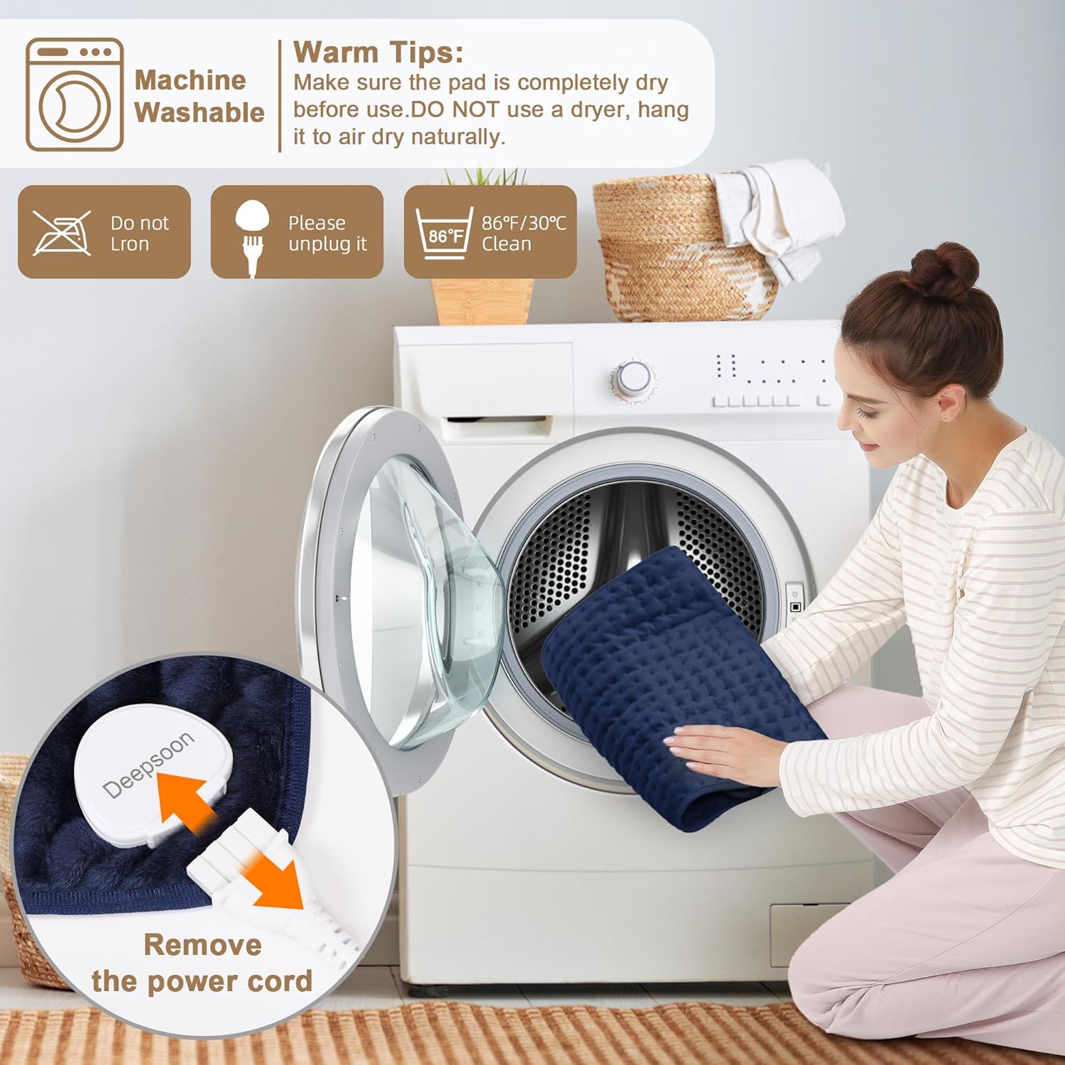 Deepsoon Heating Pad,Electric Heating Pads for Back,Neck,Moist Heating Pad for Shoulder,Knee,Arms,Legs,Dry/Moist Heat & Auto Shut Off,Birthday Gifts for Men and Women